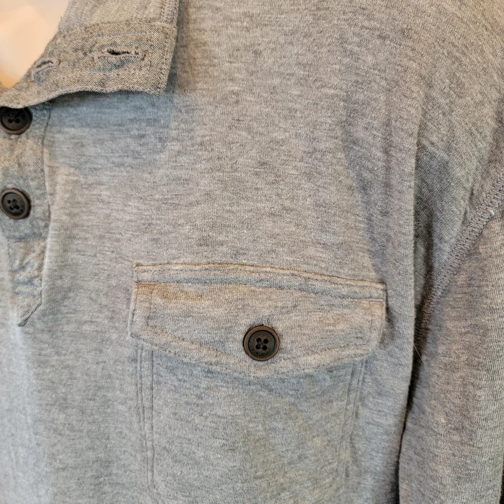 Lucky Brand Men's Long Sleeve Henley 2XL XXL grey SOFT pocket Pullover